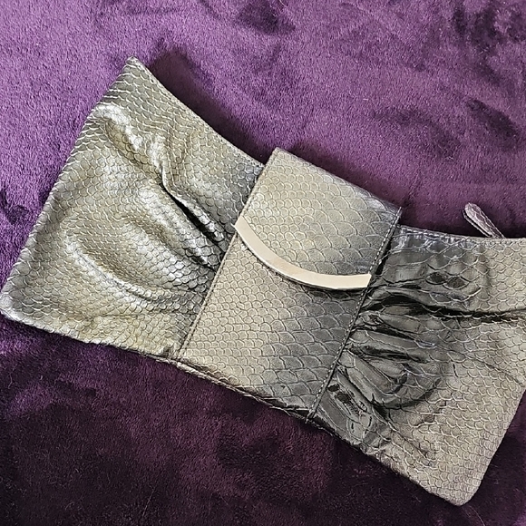 Express Handbags - Express 2010's Like NEW - Metallic Snakeskin Clutch with Magnetic Closure